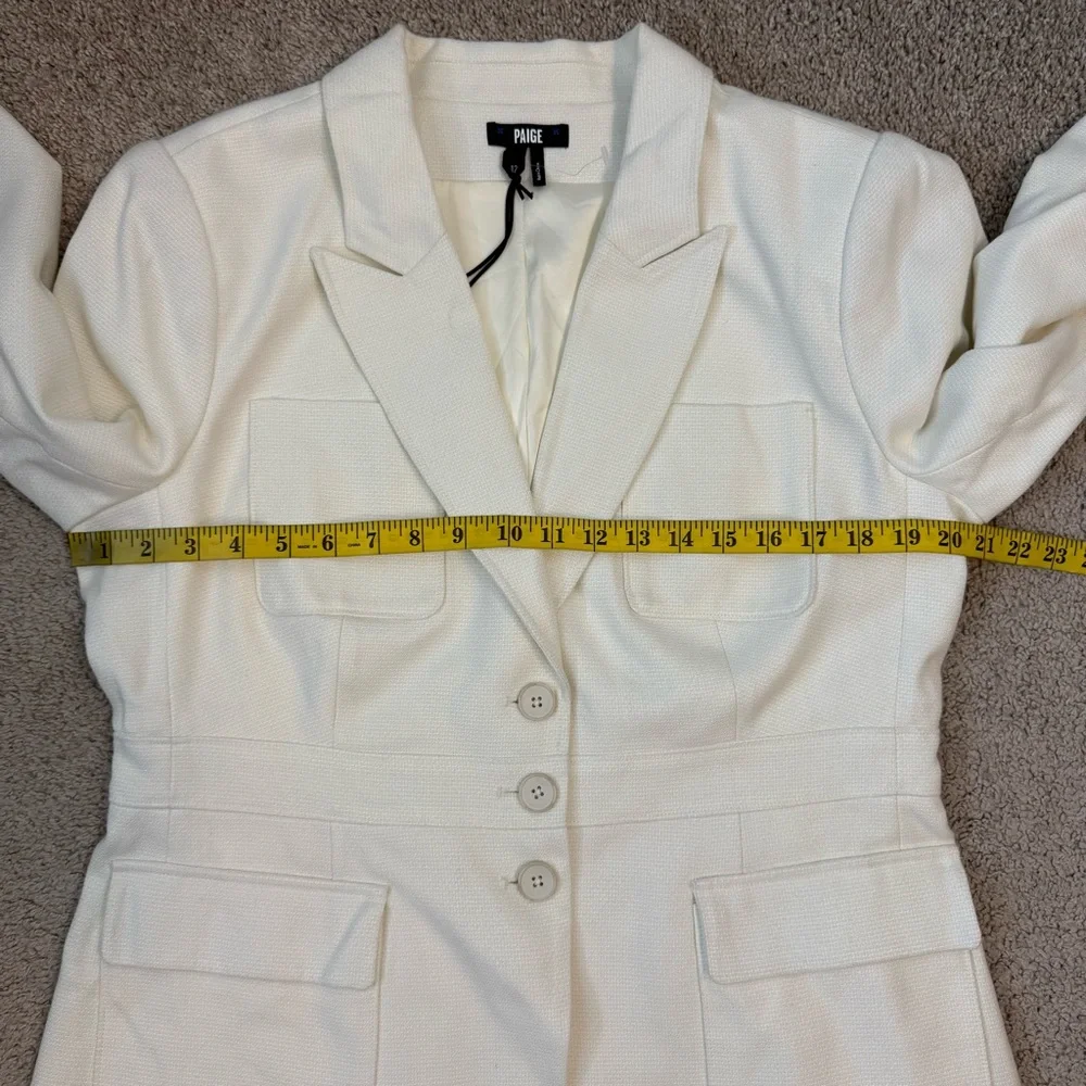 PAIGE Shania Peak Lapel Blazer Ivory Tonal 12 - Picture 10 of 12